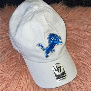 47 Brand White Cap with Detroit Lion Logo